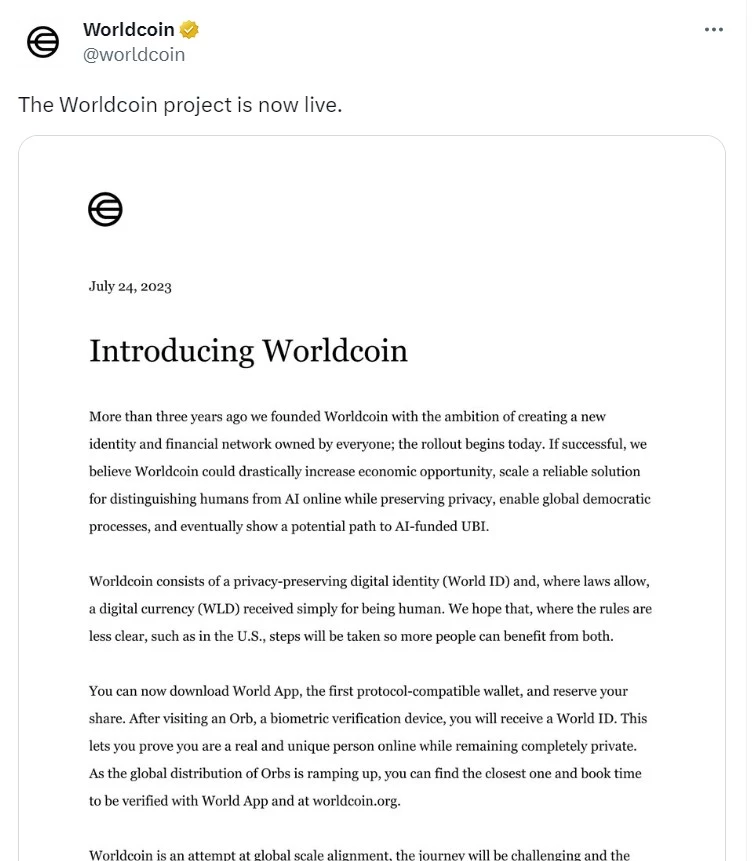 Introducing Worldcoin 